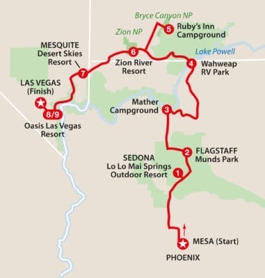 Phoenix to Las Vegas map